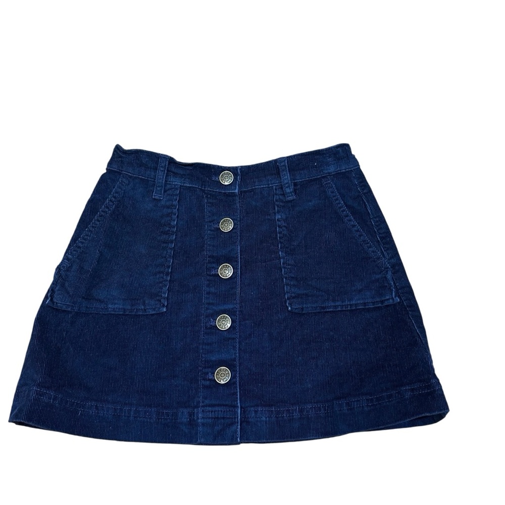 J.Crew Crewcuts Girls Navy Blue Corduroy Button Front A-Line Skirt Size 8